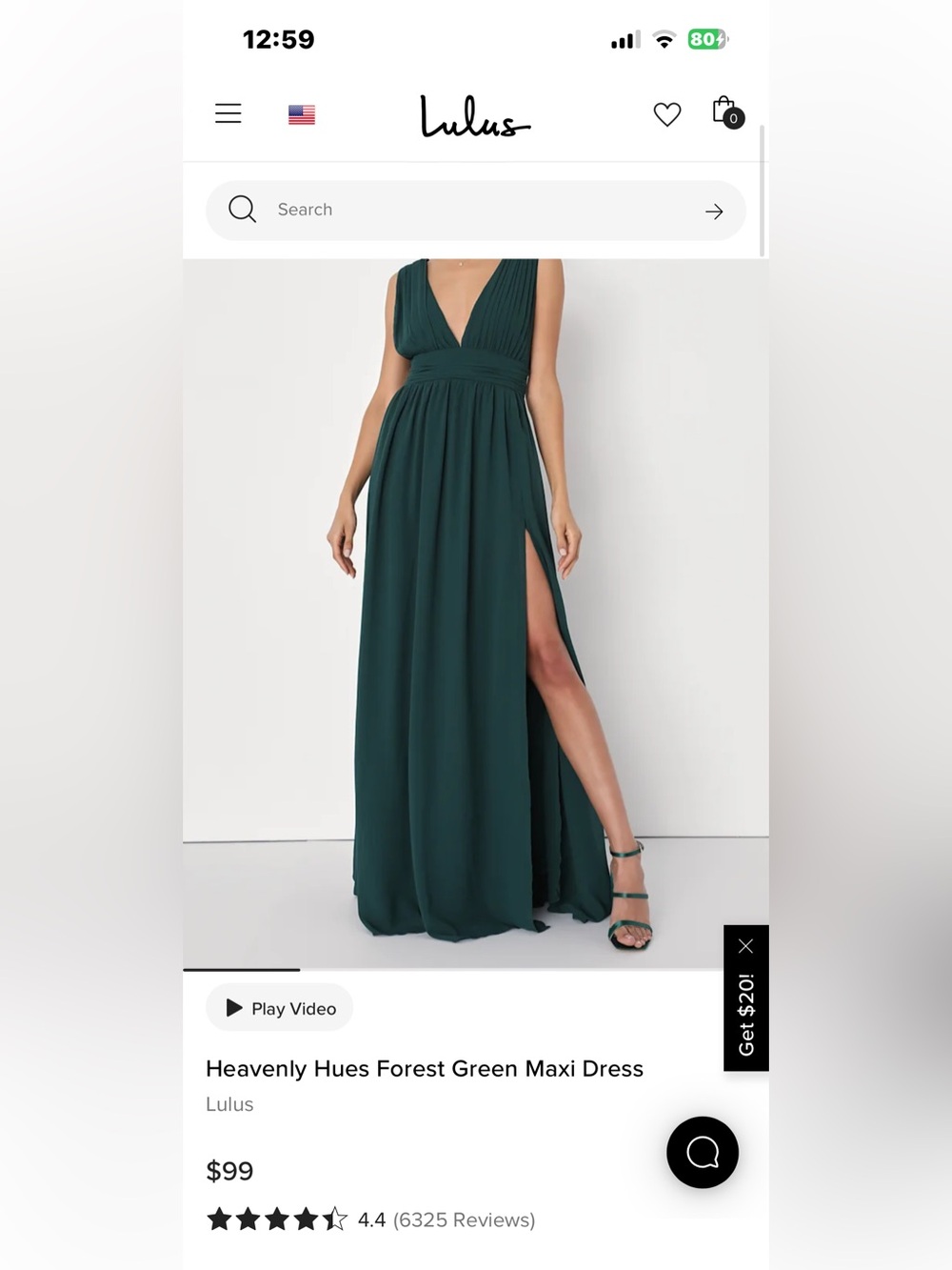 Lulu's Deep Teal V-Neck Maxi Dress with High Slit